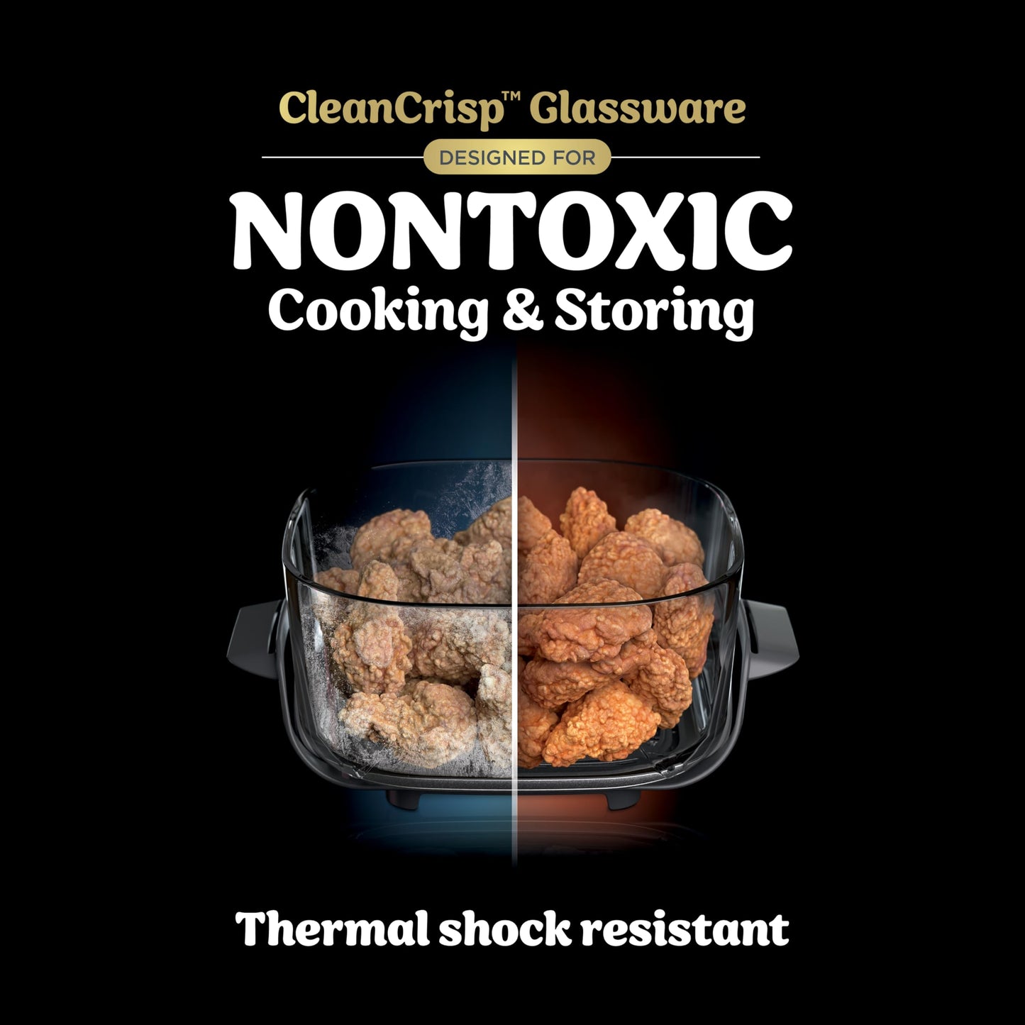 Ninja Crispi 5-in-1 Portable Glass Air Fryer, 4-QT, 2.5-QT & 6-Cup Glass Containers with Crisper Plates & Storage Lids, Microwave, Freezer & Dishwasher Safe, British Racing Green, FN103BF