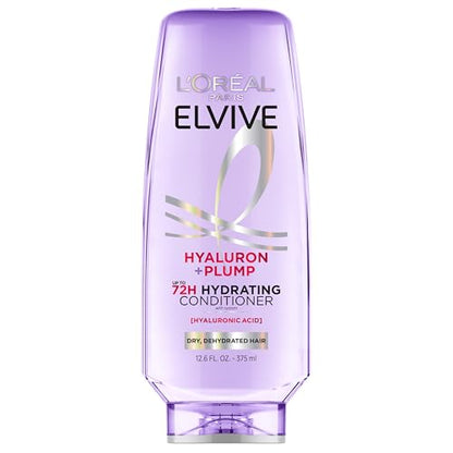L'Oreal Paris Elvive Hyaluron Plump Hydrating Conditioner for Dehydrated, Dry Hair Infused with Hyaluronic Acid Care Complex, Paraben-Free, 12.6 Fl Oz