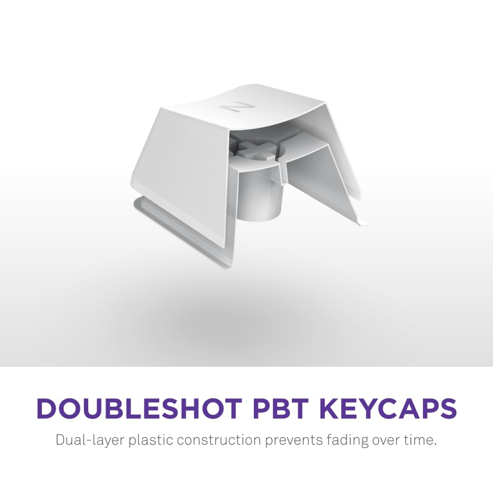 NZXT Function 2 Full-Size Wired Optical Gaming Keyboard - 8K Polling Rate - Linear Optical Switches - Adjustable Actuation - Double-Shot PBT Keycaps - RGB - Hot-Swappable - White