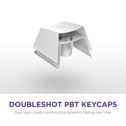 NZXT Function 2 Full-Size Wired Optical Gaming Keyboard - 8K Polling Rate - Linear Optical Switches - Adjustable Actuation - Double-Shot PBT Keycaps - RGB - Hot-Swappable - White