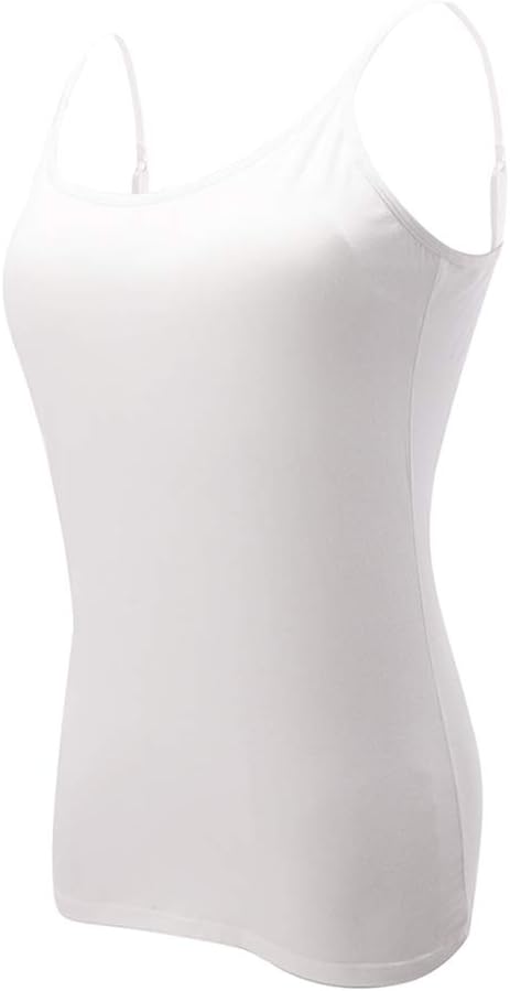 Ibeauti Womens Camisoles Tops with Built in Padded Bra Basic Breathable Tank Top (M, White)