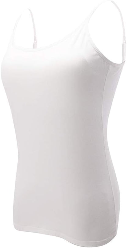 Ibeauti Womens Camisoles Tops with Built in Padded Bra Basic Breathable Tank Top (M, White)