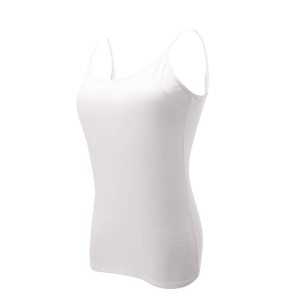 Ibeauti Womens Camisoles Tops with Built in Padded Bra Basic Breathable Tank Top (M, White)