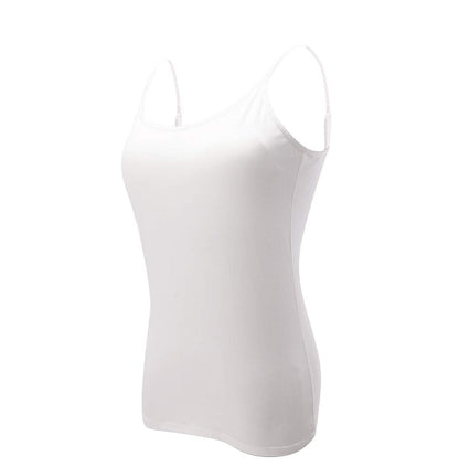 Ibeauti Womens Camisoles Tops with Built in Padded Bra Basic Breathable Tank Top (M, White)