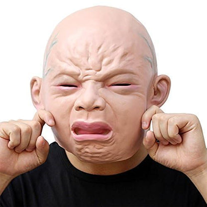 CreepyParty Releastic Human Mask Novelty Halloween Costume Party Latex Head Masks (crying)