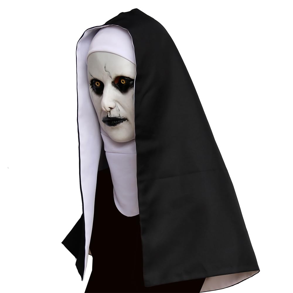 ZDOVLZZPON Halloween Nun Full Head Latex Mask For Scary Party Cosplay Mens Masquerade