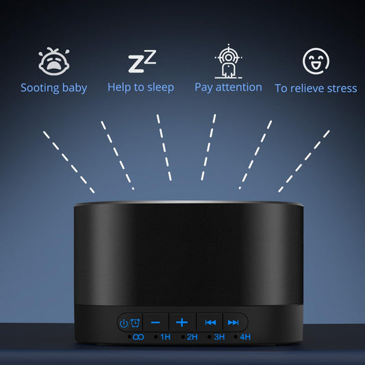 Magicteam White Noise Machine with 20 Non Looping Natural Soothing Sounds Memory Function 32 Levels of Volume Powered by AC or USB and Sleep Sound Timer Therapy for Baby Kids Adults Black