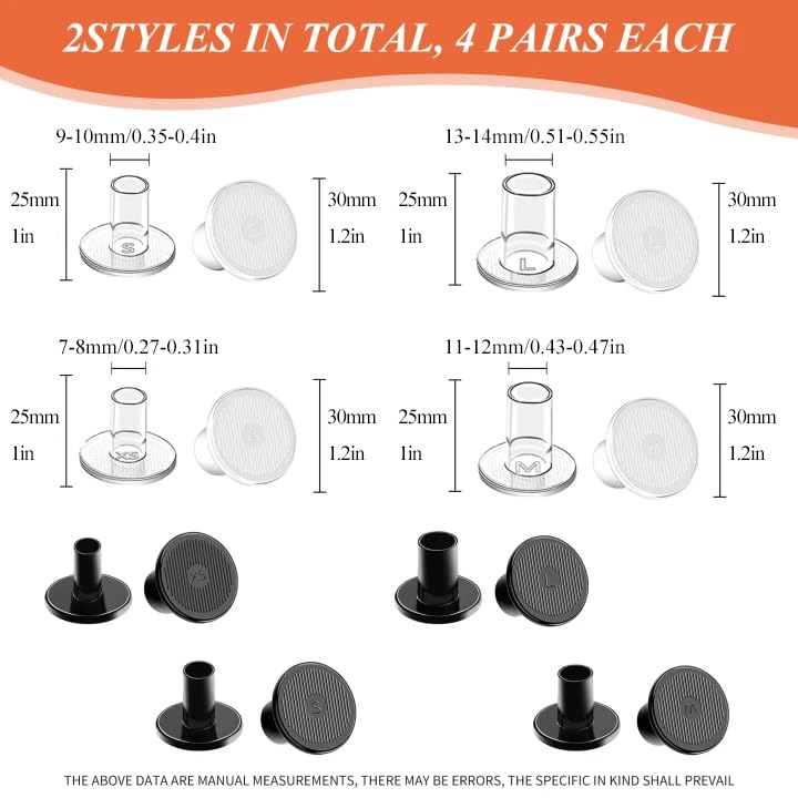 High Heel Protectors, 8 Pairs Heel Stoppers & Heel Repair Caps - 4 Sizes Shoe Heel Cover for Women Perfect for Weddings, Grass, Gravel, Wetlands(XS,S,M,L), Black, 8 Pair (Pack of 1)
