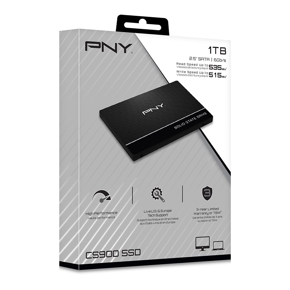 PNY CS900 1TB 3D NAND 2.5" SATA III Internal Solid State Drive (SSD) - (SSD7CS900-1TB-RB)