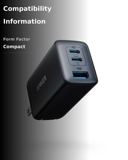 Anker USB C Charger(Nano II 65W), PPS 3-Port Fast Compact Foldable Wall Charger for MacBook Pro/Air, iPad Pro, Galaxy S20, Dell XPS 13, Note 20/10+, iPhone 17/17 Pro, Steam Deck, and More