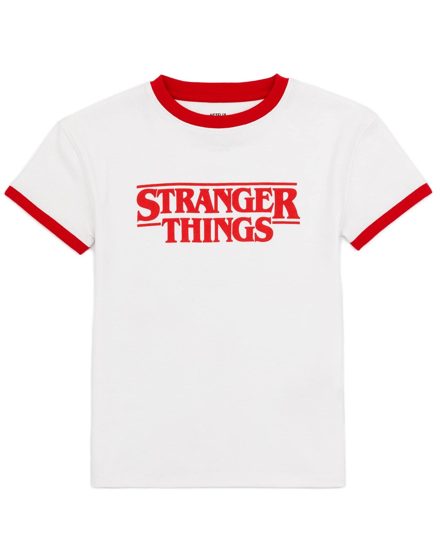 Stranger Things Kids T-Shirt & Shorts Daywear Set | Girls Max Character Striped Shorts White T-Shirt Complete Outfit | Netflix Series Merchandise