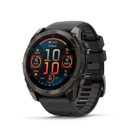 Garmin fēnix® 8 – 51 mm, AMOLED, Sapphire, Premium Multisport GPS Smartwatch, Long-Lasting Battery Life, Dive-Rated, Built-in LED Flashlight, Carbon Gray DLC Titanium with Pebble Gray Band