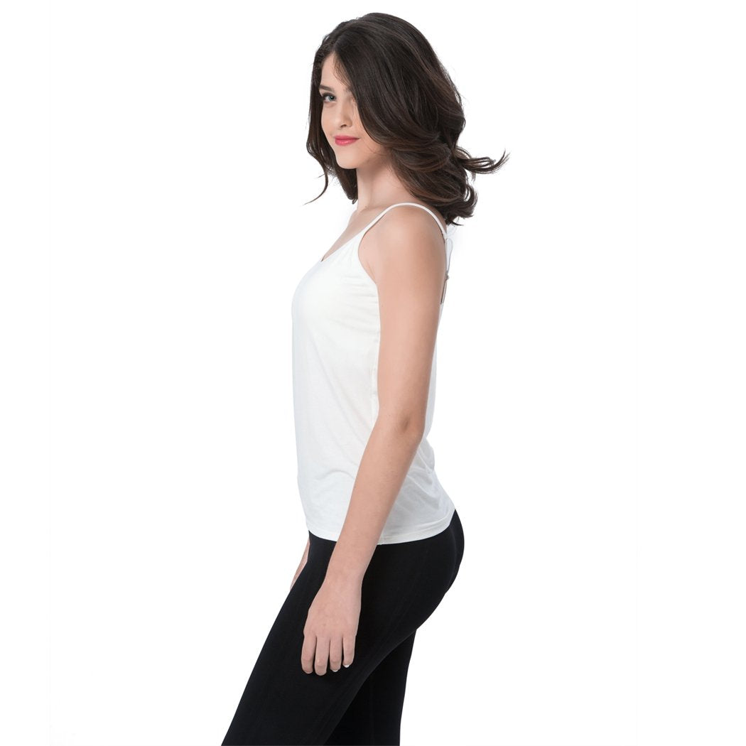 Ibeauti Womens Camisoles Tops with Built in Padded Bra Basic Breathable Tank Top (M, White)
