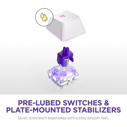 NZXT Function 2 Full-Size Wired Optical Gaming Keyboard - 8K Polling Rate - Linear Optical Switches - Adjustable Actuation - Double-Shot PBT Keycaps - RGB - Hot-Swappable - White