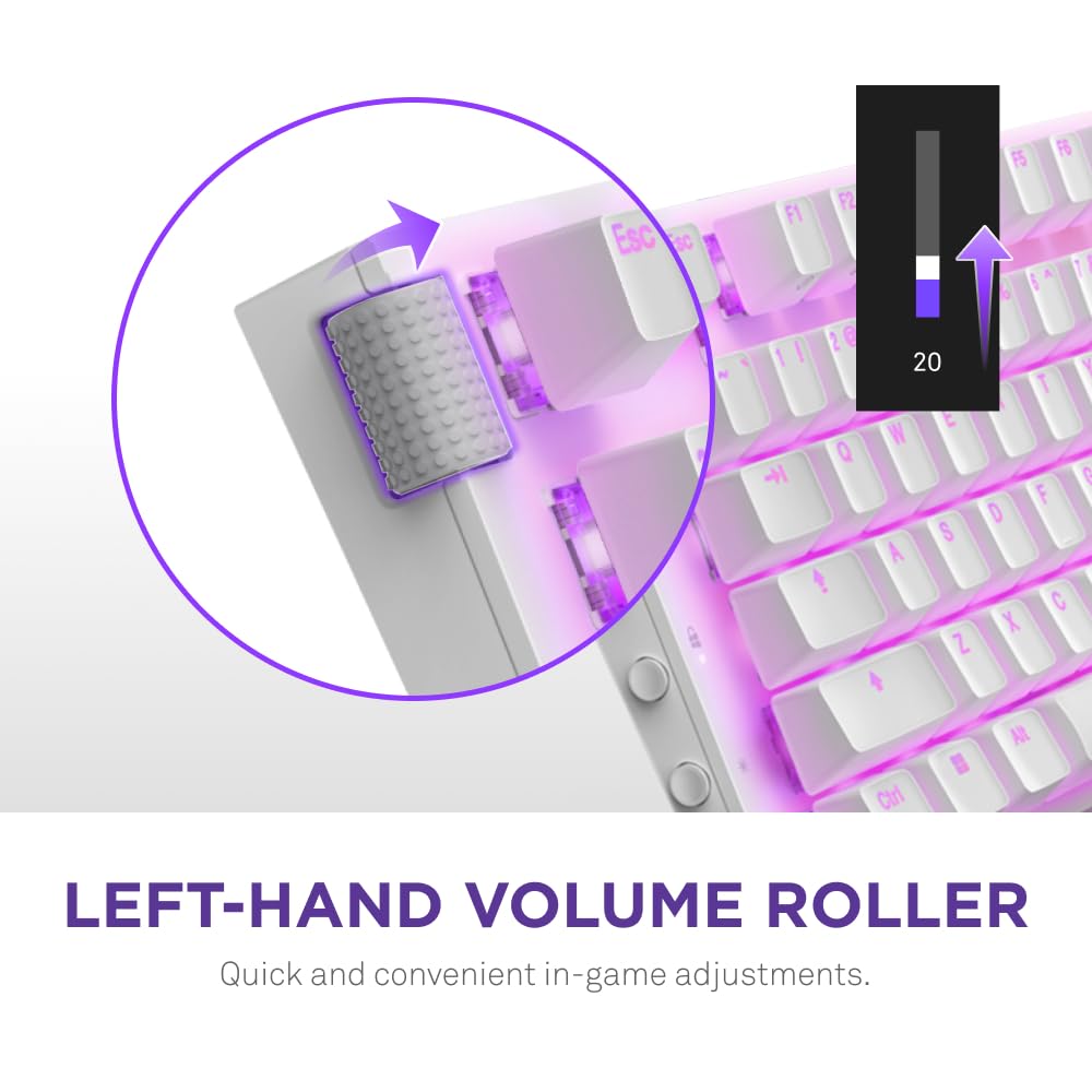 NZXT Function 2 Full-Size Wired Optical Gaming Keyboard - 8K Polling Rate - Linear Optical Switches - Adjustable Actuation - Double-Shot PBT Keycaps - RGB - Hot-Swappable - White