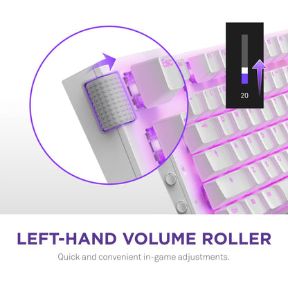 NZXT Function 2 Full-Size Wired Optical Gaming Keyboard - 8K Polling Rate - Linear Optical Switches - Adjustable Actuation - Double-Shot PBT Keycaps - RGB - Hot-Swappable - White