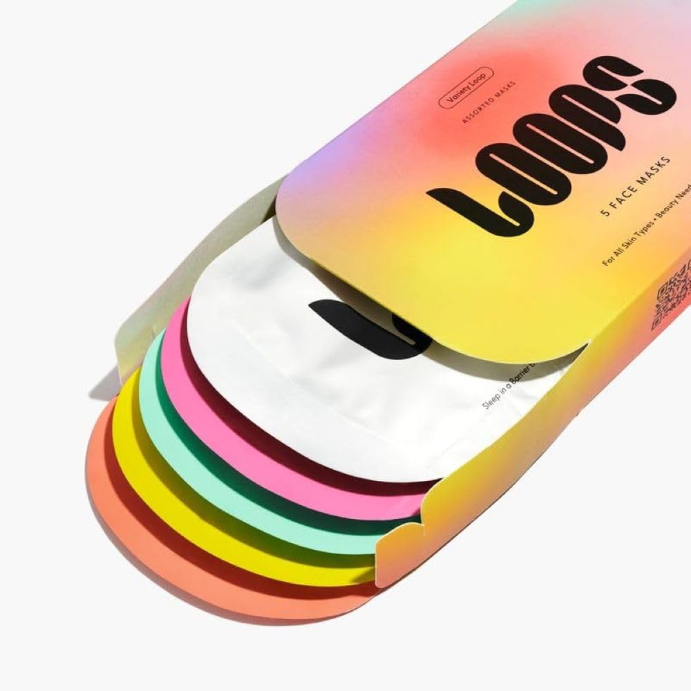 LOOPS VARIETY LOOP KIT - Hydrogel Korean Face Mask for Every Skin- Five Collagen Face Masks fo, Detoxifying, Repairing, Glowing, & Rejuvenating - Gifts for Women -5 Pc