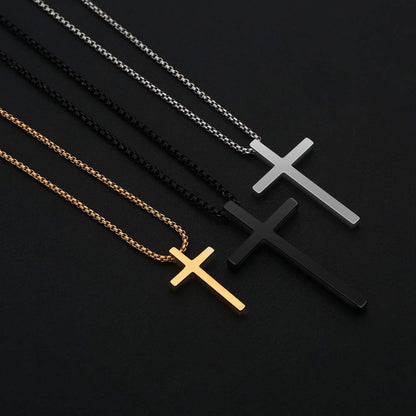 M MOOHAM Cross Necklace for Men - Silver Stainless Steel Mens Cross Chain Cross Pendant Cross Necklace 20 Inch, Christian Gifts for Men Catholic