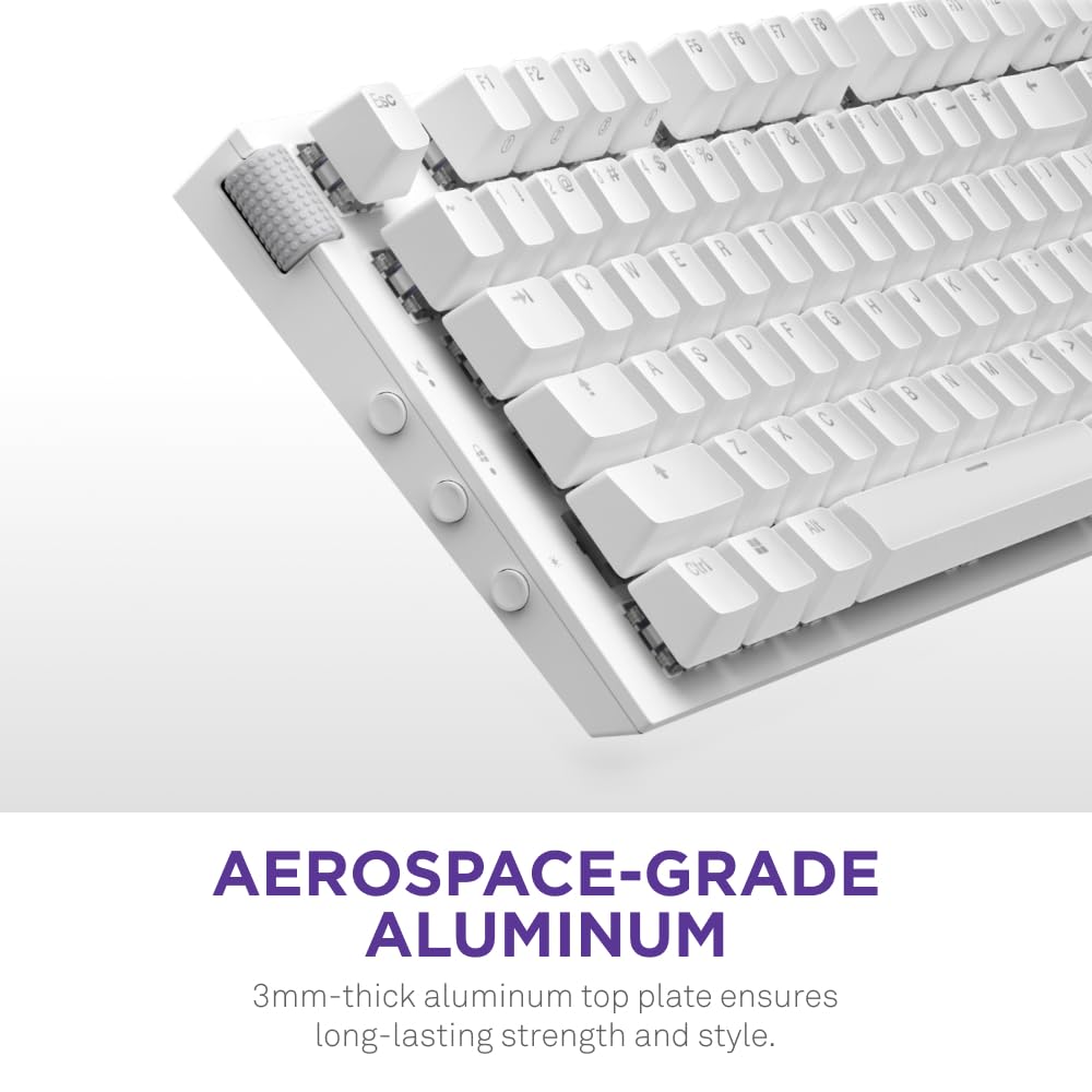 NZXT Function 2 Full-Size Wired Optical Gaming Keyboard - 8K Polling Rate - Linear Optical Switches - Adjustable Actuation - Double-Shot PBT Keycaps - RGB - Hot-Swappable - White