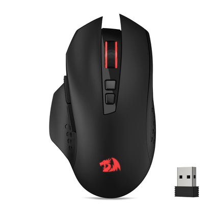 Redragon M656 Gainer Wireless Gaming Mouse, 4000 DPI 2.4Ghz Wireless Mouse w/ 5 DPI Levels, 7 Macro Buttons, Red LED Backlit & Pro Software/Drive Supported, for PC/Mac/Laptop