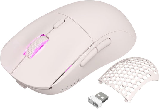 AJAZZ AJ199 Wireless Gaming Mouse,59G Ultra Lightwieght-Huanuo Micro Switch-26K PAW3395 Sensor-40Hrs Battery Life-2.4G/USB-C Mouse Gaming -Wireless Computer Mouse 6 Programmable Buttons,100% PTFE Feet