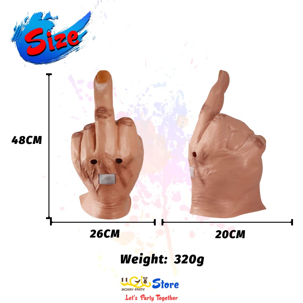 MOKRY PARTY Middle Finger Funny Head Mask Costume Party Prop Adult Middle Finger Mask
