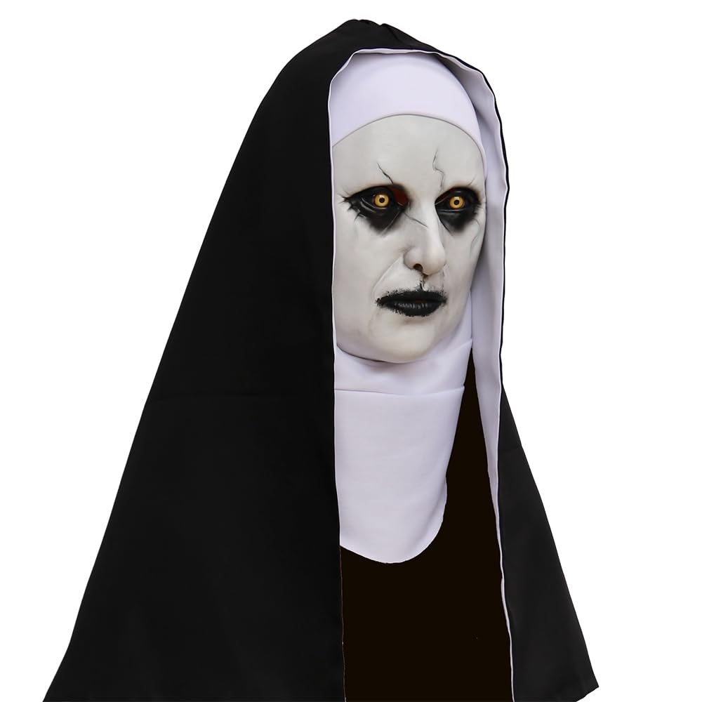 ZDOVLZZPON Halloween Nun Full Head Latex Mask For Scary Party Cosplay Mens Masquerade