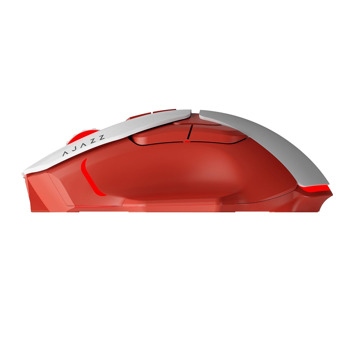 AJ039 2.4G Wireless/ Bluetooth 5.1/ Wired Gaming Mouse, 96g Lightweight, 4800 DPI, Ergonomic LED Backlit USB Gamer Mice Computer Laptop PC, for Windows Mac Linux OS, Red and White