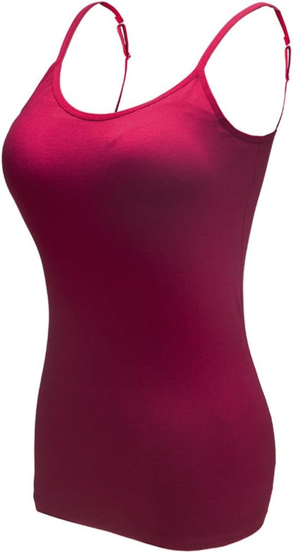 Ibeauti Womens Camisoles Tops with Built in Padded Bra Basic Breathable Tank Top (M, Wine)