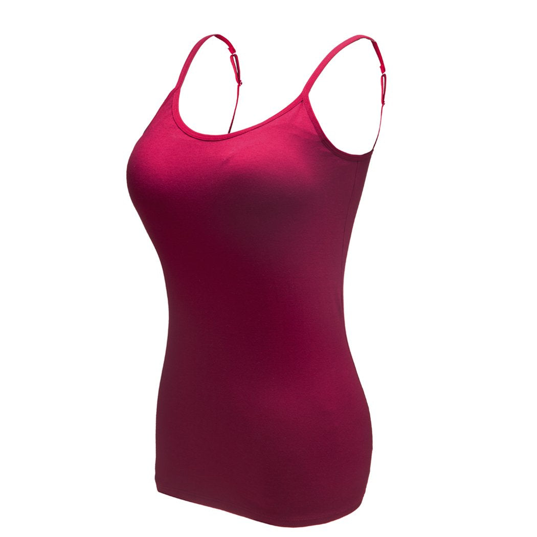 Ibeauti Womens Camisoles Tops with Built in Padded Bra Basic Breathable Tank Top (M, Wine)