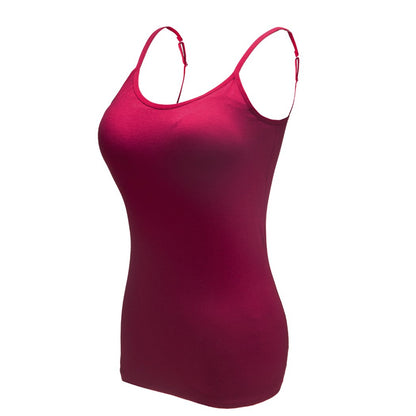 Ibeauti Womens Camisoles Tops with Built in Padded Bra Basic Breathable Tank Top (M, Wine)