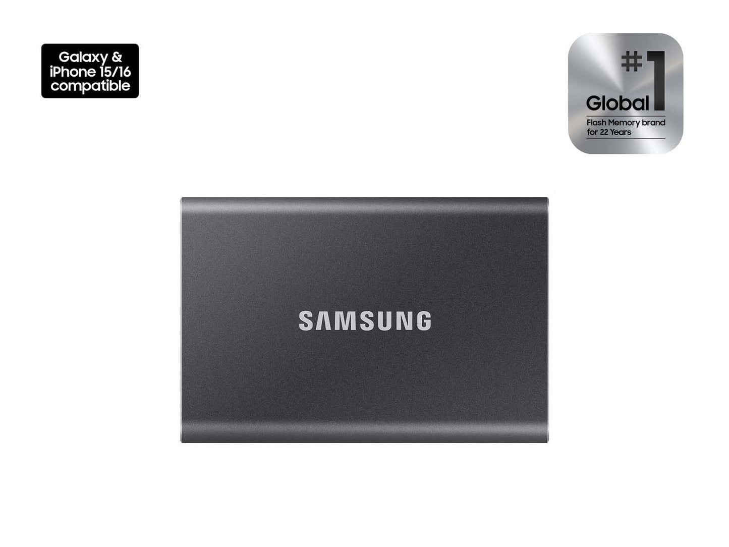 SAMSUNG T7 Portable SSD, 1TB External Solid State Drive, Speeds Up to 1,050MB/s, USB 3.2 Gen 2, Reliable Storage for Gaming, Students, Professionals, MU-PC1T0T/AM, Gray