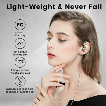 Yeabomy Wired Gaming Earbuds, Ak3file in Ear Monitors, Deep Bass Sound Wired Earbuds, HiFi in Ear Headphones with 1DD 10mm Dynamic Driver, IEM for Music Gaming Video Calling (Black)