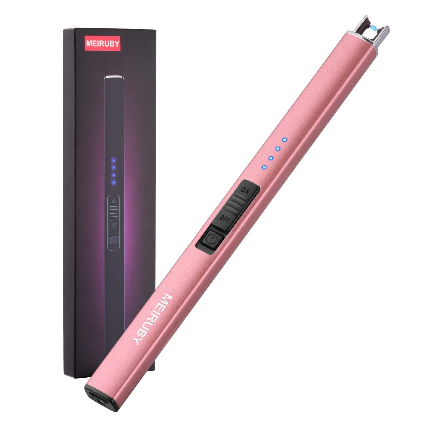 MEIRUBY Electric Candle Lighter, Christmas Stocking Stuffers Gifts for Women Mom Men Wife Sister, USB Arc Rechargeable Windproof Long Lighter for Candle BBQ Housewarming Birthday Gifts Idals