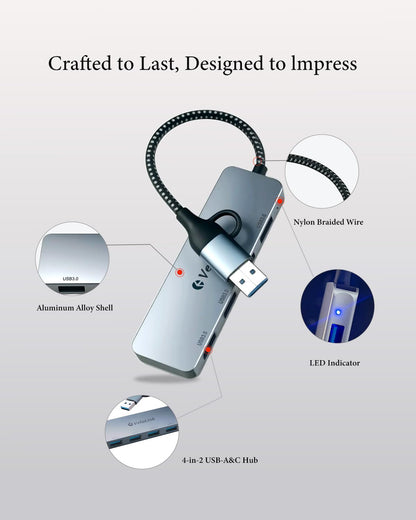 USB 3.0 Hub, USB Multiport Adapter, USB Extender Hub 4 Port, USB Splitter for Laptop/PC/MacBook/iPad Pro/iMac and More