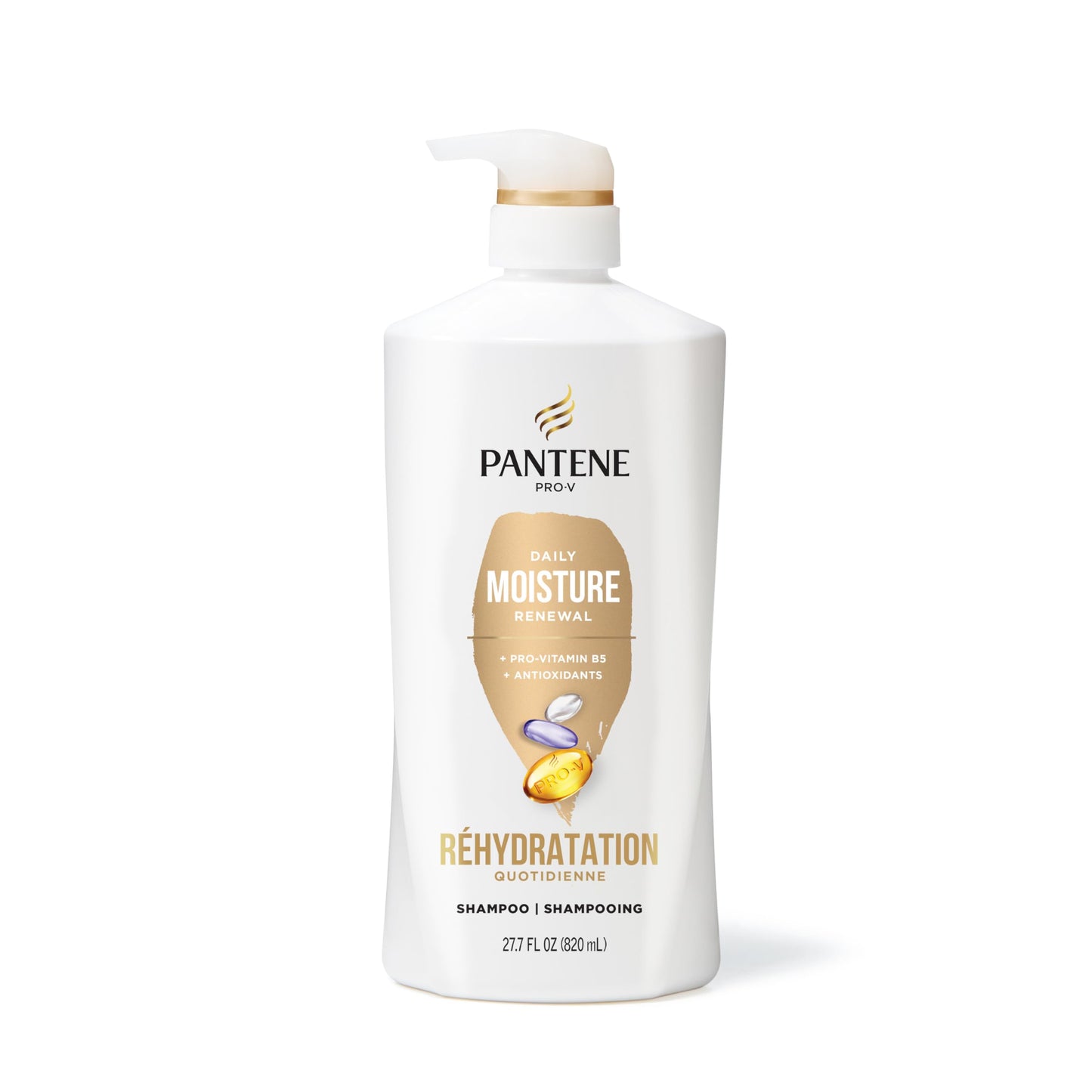 Pantene Shampoo & Conditioner Set, Daily Moisture Renewal - Pro-V Nutrients for Dry, Color-Treated, Straight to Curly Hair, 72-Hour Hydration & Softness, 52.8 Oz Total + Miracle Rescue Shot (0.5 Oz)