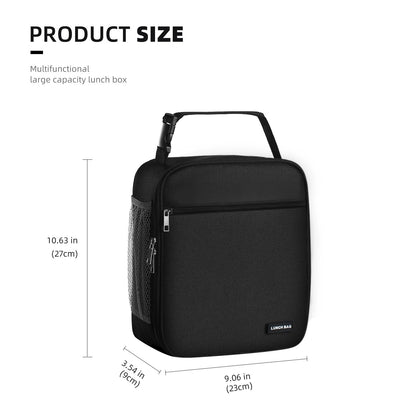 Lovoeo Lunch box Lunch bag for men women Insulated Lunchbox Lunch bags for Work Picnic Travel (Black)
