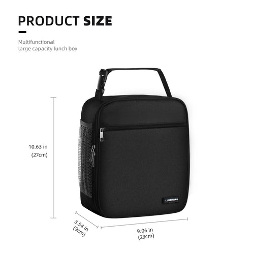 Lovoeo Lunch box Lunch bag for men women Insulated Lunchbox Lunch bags for Work Picnic Travel (Black)