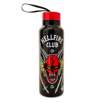 Toynk Stranger Things Hellfire Club Stainless Steel Water Bottle With Strap | Double-Walled Metal Sports Jug | Holds 27 Ounces