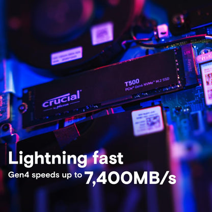 Crucial T500 2TB Gen4 NVMe M.2 Internal Gaming SSD, Up to 7400MB/s, Laptop & Desktop Compatible + 1mo Adobe CC All Apps - CT2000T500SSD8
