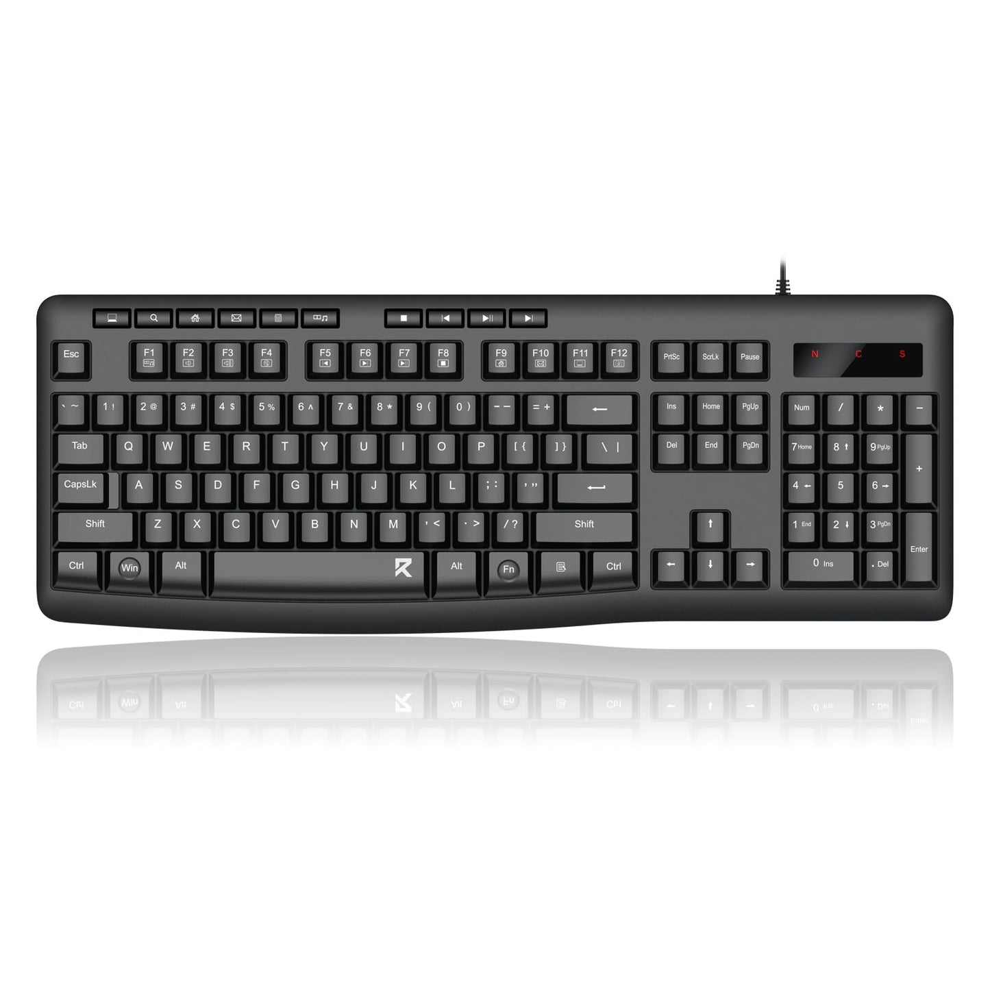 Redragon BK7366 Wired Keyboard,Multimedia USB Quiet Computer Keyboard,Silent Keyboard with Large Number Pad,Spill-Resistant,Anti-Wear Letters,Full Size for Laptop,Desktop