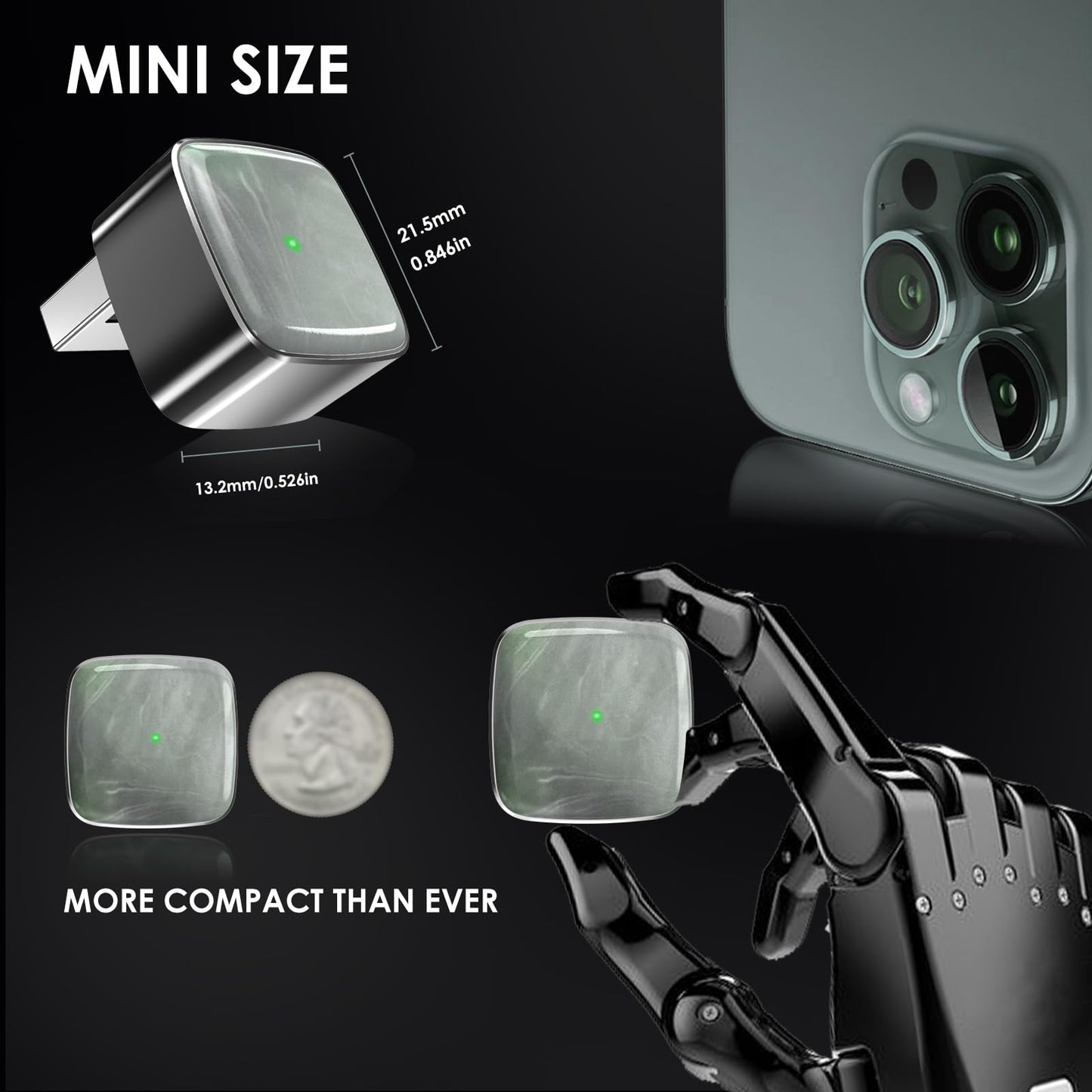 RTGRNKY Mini Wireless Carplay Adapter for iPhone &Android Auto with Extension Cable Type C Caplay Wireless Adapter,Plug & Play Easy and Stable Connection Carplay for Apple & Android Auto