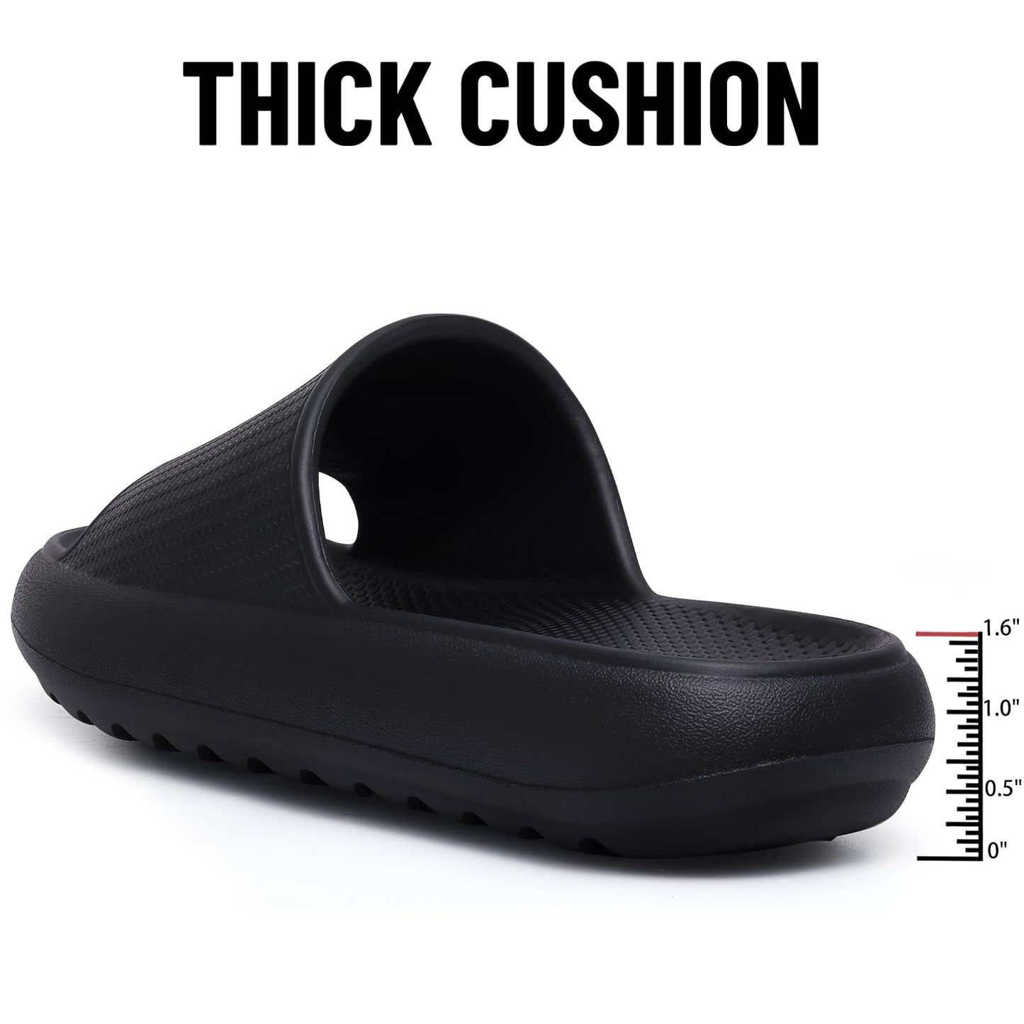 Comwarm Cloud Slide Sandals for Women Men Ultra Comfort Recovery Pillow Slippers Soft Summer Beach Shoes with Low Arch Support,Matte Black Size 7.5-8.5 Wonmen/6-7 Men