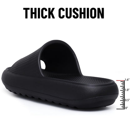 Comwarm Cloud Slide Sandals for Women Men Ultra Comfort Recovery Pillow Slippers Soft Summer Beach Shoes with Low Arch Support,Matte Black Size 7.5-8.5 Wonmen/6-7 Men