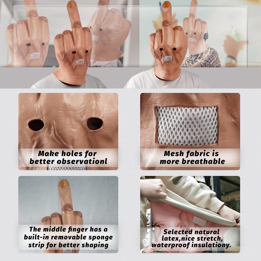 MOKRY PARTY Middle Finger Funny Head Mask Costume Party Prop Adult Middle Finger Mask