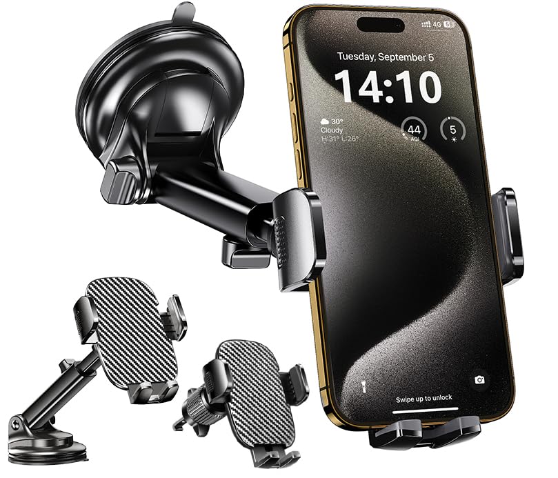 Qifutan Car Phone Holder Mount Phone Mount for Car Windshield Dashboard Air Vent Universal Hands Free Automobile Cell Phone Holder Fit for iPhone Smartphone Camera Mounts