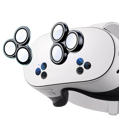 Laeuzn Camera Lens Protector Cover Compatible with Oculus Meta Quest 3S Accessories, One-Piece Design, Thin 9H Tempered Glass, Alloy Frame, Anti-Scratch, High Definition, Full Protection