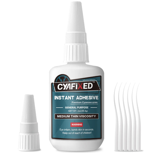 Medium-Thin Super Glue, 56.8 Gram (2 oz) Fast CA Glue with Anti-Clog Cap & Microtips, Instant Clear Cyanoacrylate Adhesive for Woodworking Woodturning 3D Printing PLA Plastic Ceramic Shoe Model