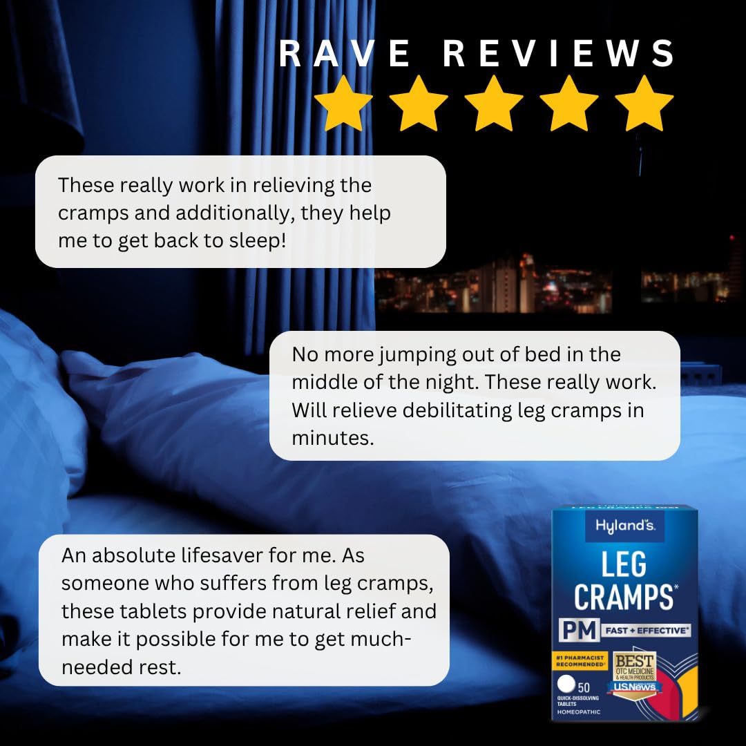 Hyland's Leg Cramps PM, Relief of Nighttime Leg, Calf, and Foot Cramps, 50 Quick-Dissolving Tablets