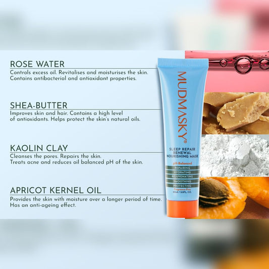 MUDMASKY Sleep Repair Renewal Nourishing Mask 60ml - Anti-Aging, Hydration Boost, Fragrance-Free - Face Moisturizer to Add in Your Skin Care Set for Nourishment & Rejuvenation - Overnight Formula